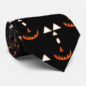 Pompoen gezichten Halloween zwart Stropdas (Opgerold)