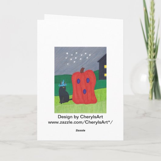 Pompoen Ghost en Tovenaar Cat Halloween Kaarten (Achterkant)