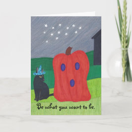 Pompoen Ghost en Tovenaar Cat Halloween Kaarten