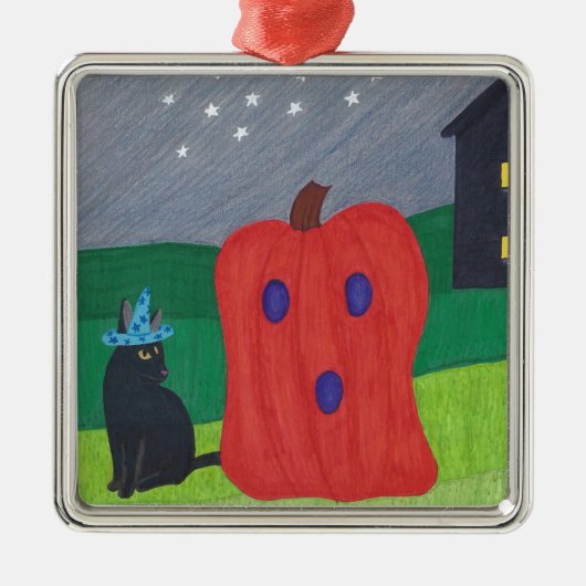 Pompoen Ghost en Tovenaar Cat Halloween Ornamenten (Voorkant)