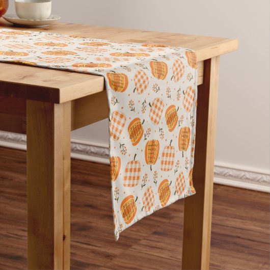 Pompoen Gingham Tafel Runner Korte Tafelloper (Voorbeeld)