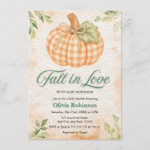 Pompoen Gingham Verliefd Baby Shower