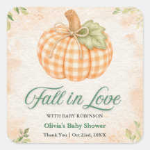Pompoen Gingham Verliefd Baby Shower