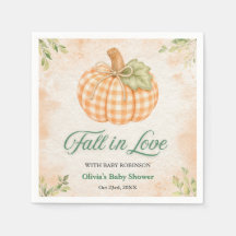 Pompoen Gingham Verliefd Babyshower
