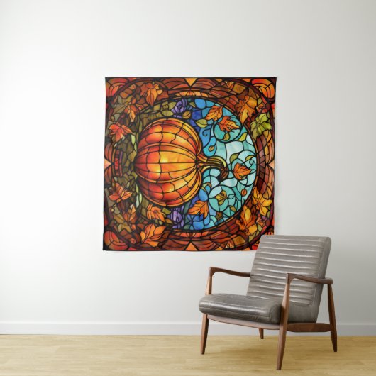 Pompoen Glas in lood Tapestry Wandkleed (In Situ (horizontaal))