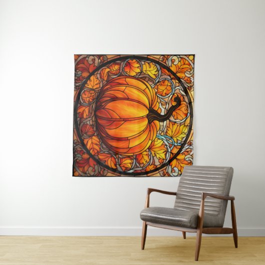 Pompoen Glas in lood Tapestry Wandkleed (In Situ (horizontaal))