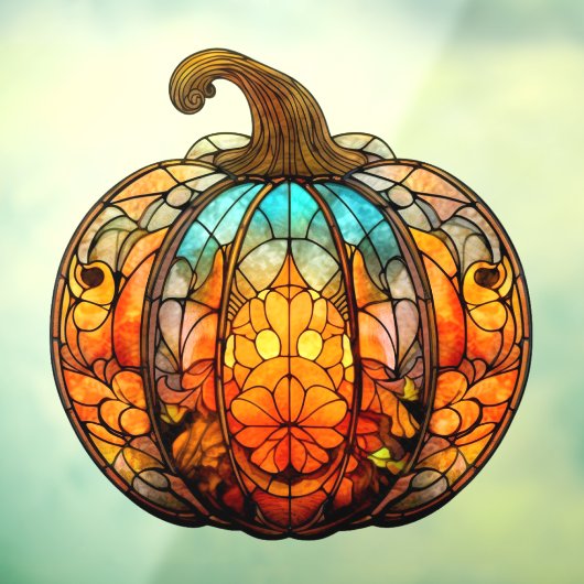 Pompoen Glas in lood venster Cling Raamsticker (Vel 3)