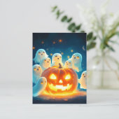 Pompoen Gloeiend Geestenfeest Waterverf Feestdagenkaart (Staand voorkant)