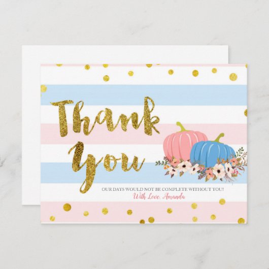 Pompoen Goud Dank u kaart (Voorkant / Achterkant)