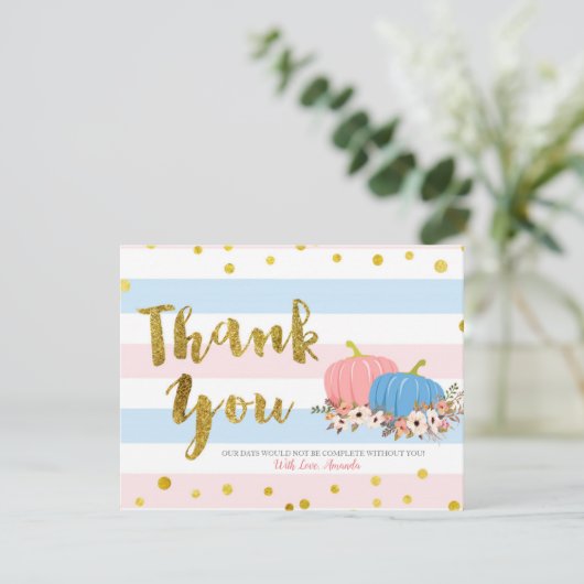 Pompoen Goud Dankjewell kaart (Staand voorkant)