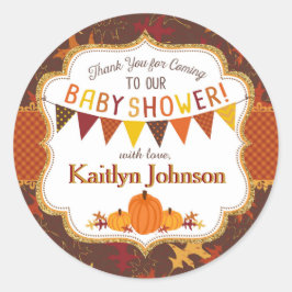 Pompoen Gouden Glitter Herfst Eikenbladeren Baby s Ronde Sticker