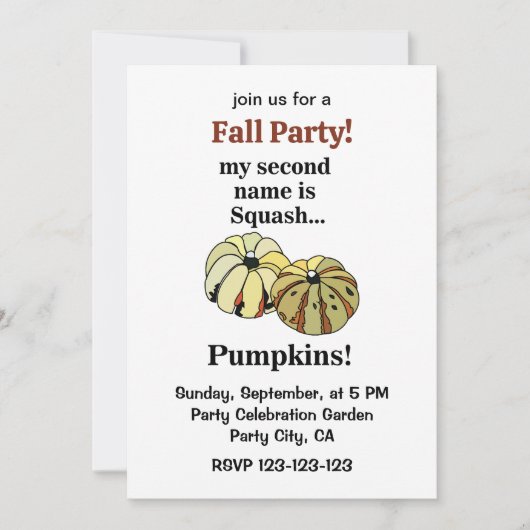 Pompoen Grappig Herfstfeest Kaart (Voorkant)