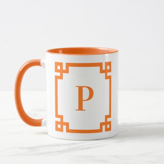 Pompoen Griekse Sleutelrand Monogram Mok (Links)