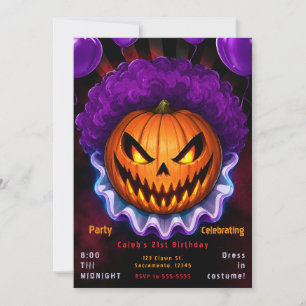 Pompoen Griezeldoder Clown Halloween Verjaardagsfe Kaart