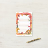 Pompoen Grijns & Bladerige Whimsy Post-it® Notes (Op bureau)