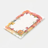Pompoen Grijns & Bladerige Whimsy Post-it® Notes (Schuin)