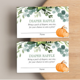 Pompoen groen baby shower luier verloting kaarten