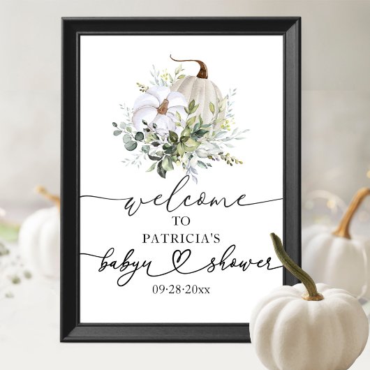 Pompoen groen Baby shower welkom Poster