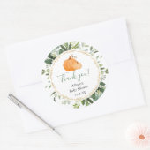 Pompoen groen gouden herfst gebladerte gunst dank  ronde sticker (Envelop)