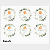 Pompoen groen gouden herfst gebladerte gunst dank  ronde sticker (Vel)