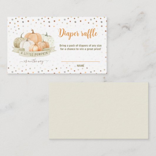 Pompoen Groene Baby shower Luier Raffle Kaart (Voorkant / Achterkant)