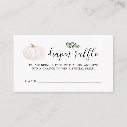 Pompoen Groene Baby Shower Luier Raffle Tickets Informatiekaartje (Voorkant)