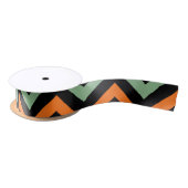 Pompoen, groene en zwarte Chevron Stripes Ribbon Satijnen Lint (Spoel)