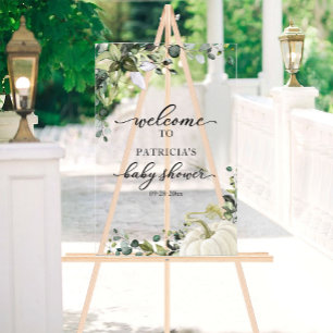 Pompoen Groene Herfst Baby Shower Welkom Bord