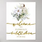 Pompoen Groene Herfst Bruidsdouche Welkomstposter Poster (Voorkant)