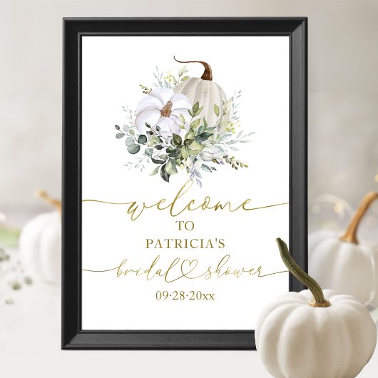 Pompoen Groene Herfst Bruiloft Feest Welkom Poster