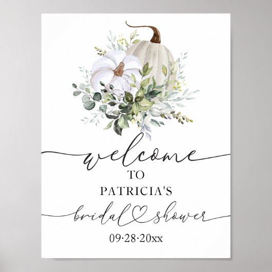 Pompoen Groene Herfst Bruiloft Feest Welkom Poster (Voorkant)