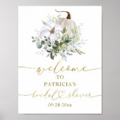 Pompoen Groene Herfst Bruiloft Feest Welkomstposte Poster (Voorkant)