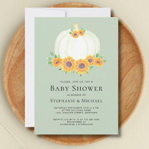 Pompoen Groene Koppels Baby shower Invitation Kaart