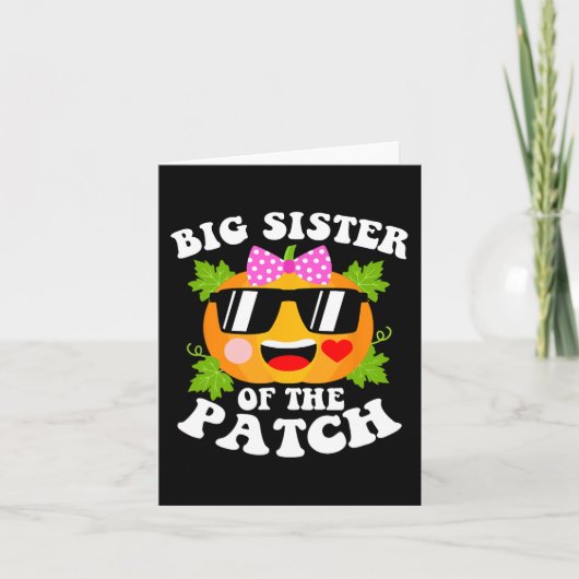 Pompoen grote zus van de patch leuk Halloween Fam Kaart (Voorkant)