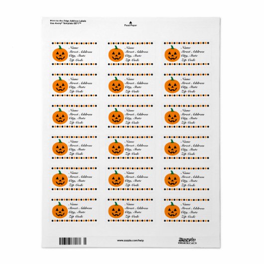 Pompoen Halloween Adresetiketten personaliseren Etiket (Full Sheet)