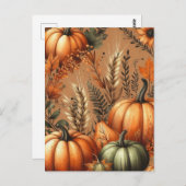Pompoen Halloween, Botanisch groen en Herfst Briefkaart (Voorkant / Achterkant)