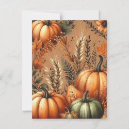 Pompoen Halloween, Botanisch groen en Herfst Briefkaart