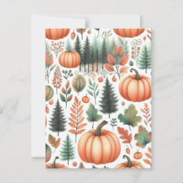 Pompoen Halloween, Botanisch groen en Herfst Briefkaart
