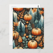 Pompoen Halloween, Botanisch groen en Herfst Briefkaart (Voorkant / Achterkant)