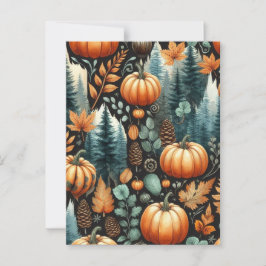 Pompoen Halloween, Botanisch groen en Herfst Briefkaart