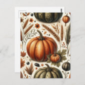 Pompoen Halloween, Botanisch groen en Herfst Briefkaart (Voorkant / Achterkant)