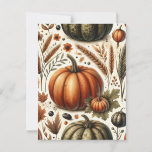 Pompoen Halloween, Botanisch groen en Herfst Briefkaart