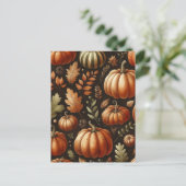 Pompoen Halloween, Botanisch groen en Herfst Briefkaart (Staand voorkant)