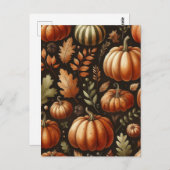 Pompoen Halloween, Botanisch groen en Herfst Briefkaart (Voorkant / Achterkant)