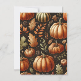 Pompoen Halloween, Botanisch groen en Herfst Briefkaart