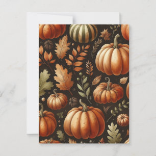 Pompoen Halloween, Botanisch groen en Herfst Briefkaart
