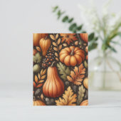 Pompoen Halloween, Botanisch groen en Herfst Briefkaart (Staand voorkant)