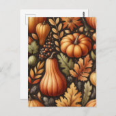 Pompoen Halloween, Botanisch groen en Herfst Briefkaart (Voorkant / Achterkant)