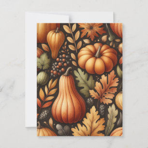 Pompoen Halloween, Botanisch groen en Herfst Briefkaart