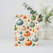 Pompoen Halloween, Botanisch groen en Herfst Briefkaart (Staand voorkant)
